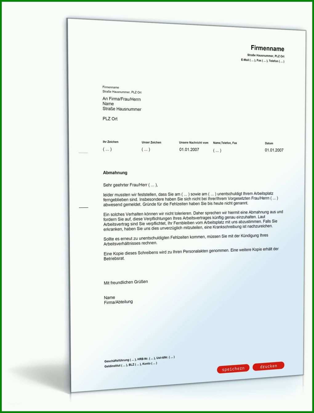 Wunderbar Vorlage Abmahnung Arbeitnehmer 1600x2100