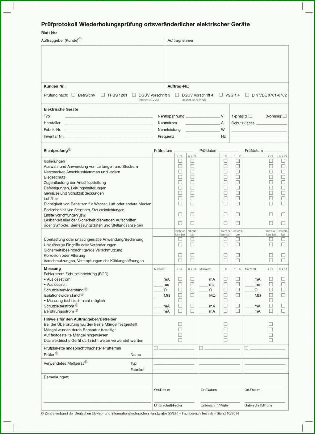 Allerbeste Vorlage Prüfprotokoll ortsveränderliche Geräte 1800x2476