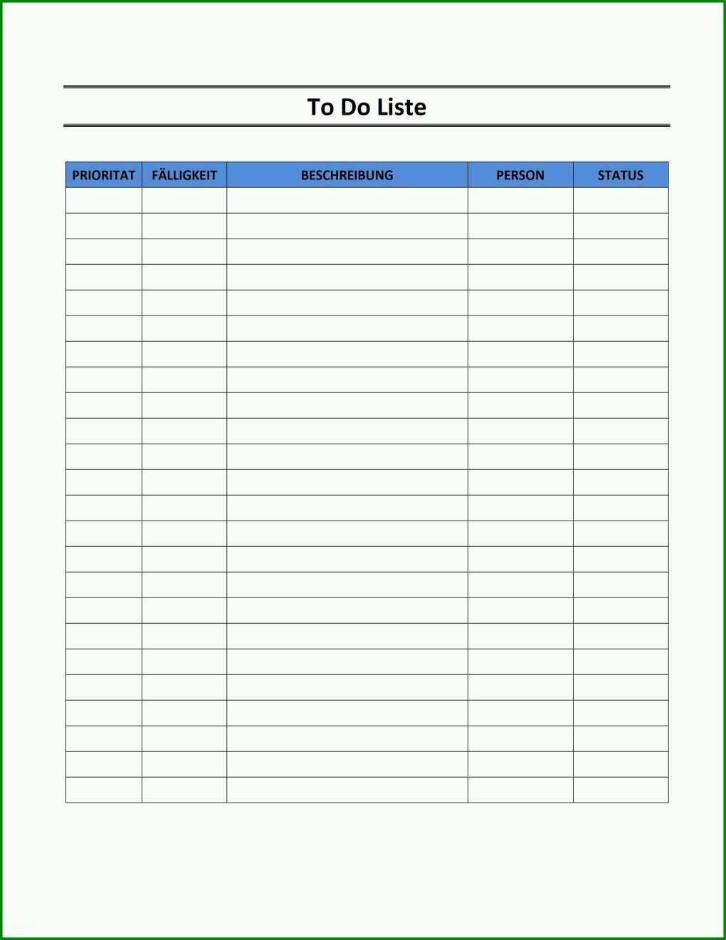 Einzahl Word to Do Liste Vorlage 2550x3300
