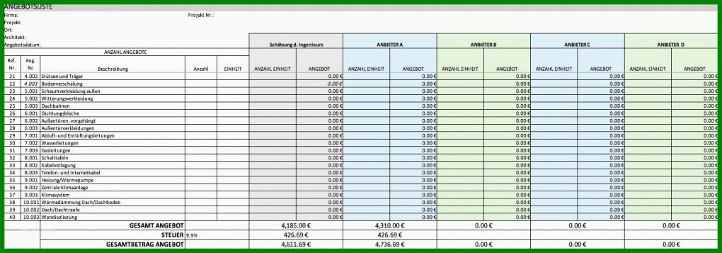 Beste Kostenvergleich Excel Vorlage 1462x512