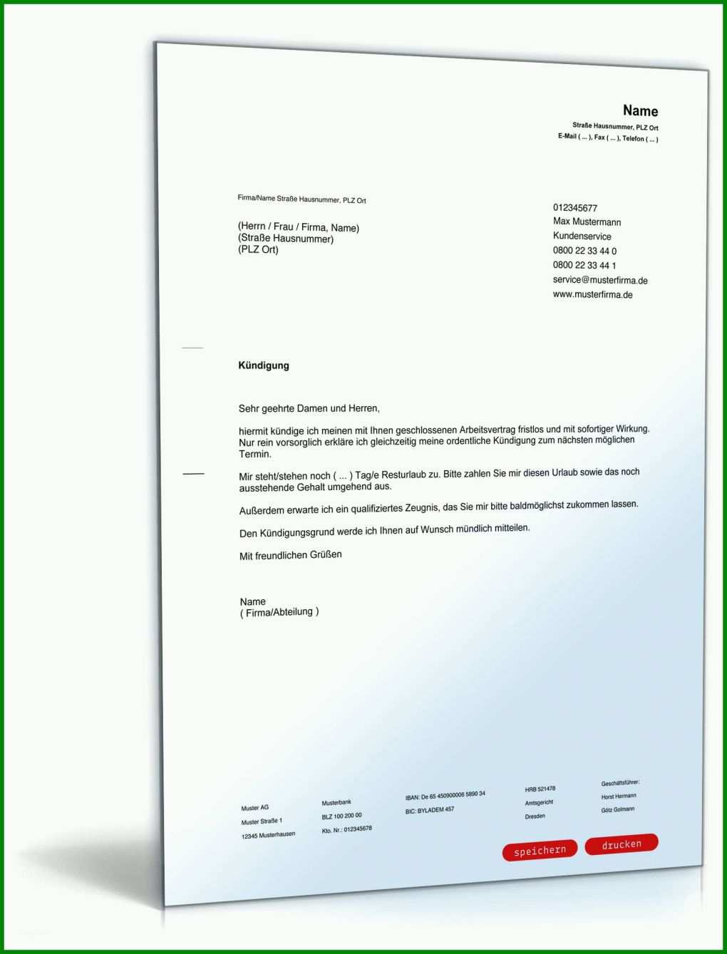Faszinieren Rechtssichere Kündigung Arbeitnehmer Vorlage 1600x2100