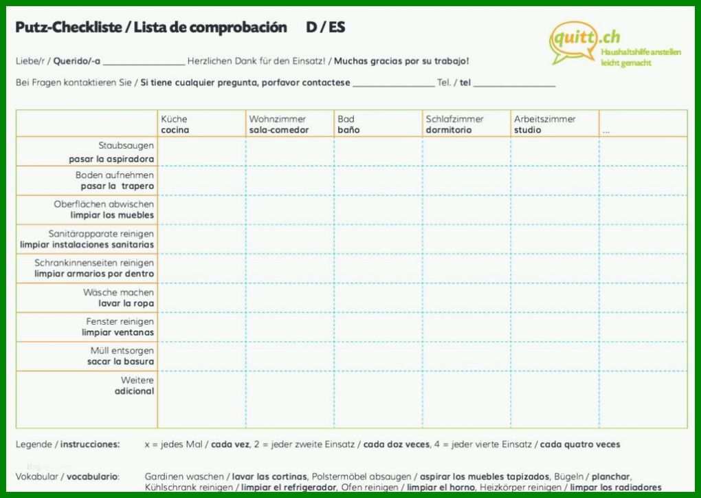 Unglaublich Reinigungsplan Küche Gastronomie Vorlage 1024x727