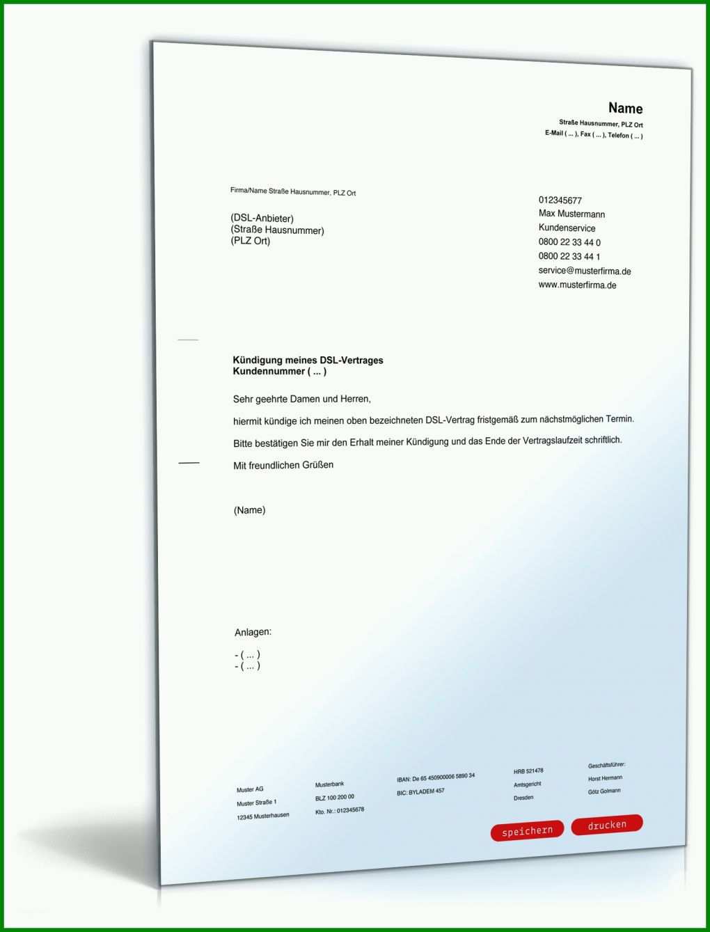 Am Beliebtesten Vorlage Kündigung Dsl 1600x2100