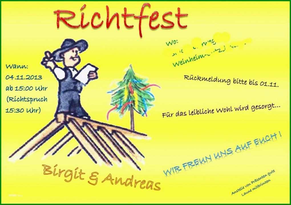 Bestbewertet Einladung Richtfest Vorlage 1406x990