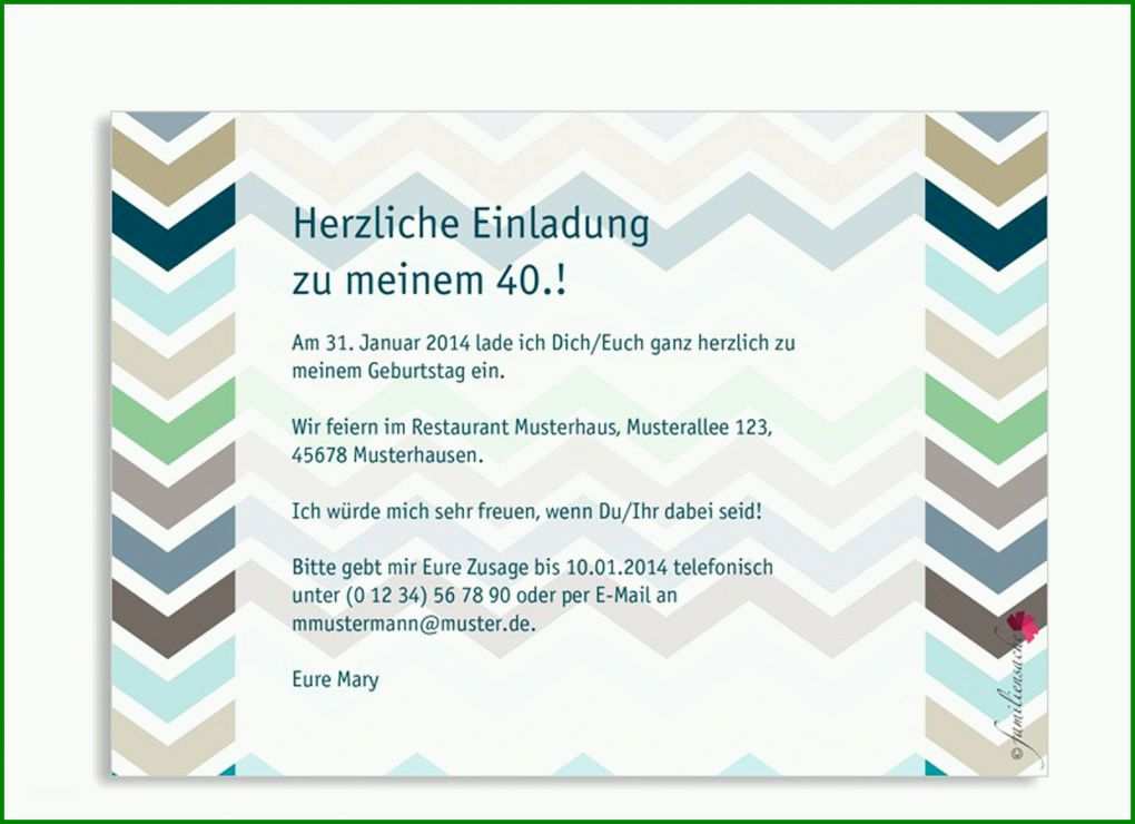 Auffällig Einladung Zum 40 Geburtstag Vorlage 1600x1161