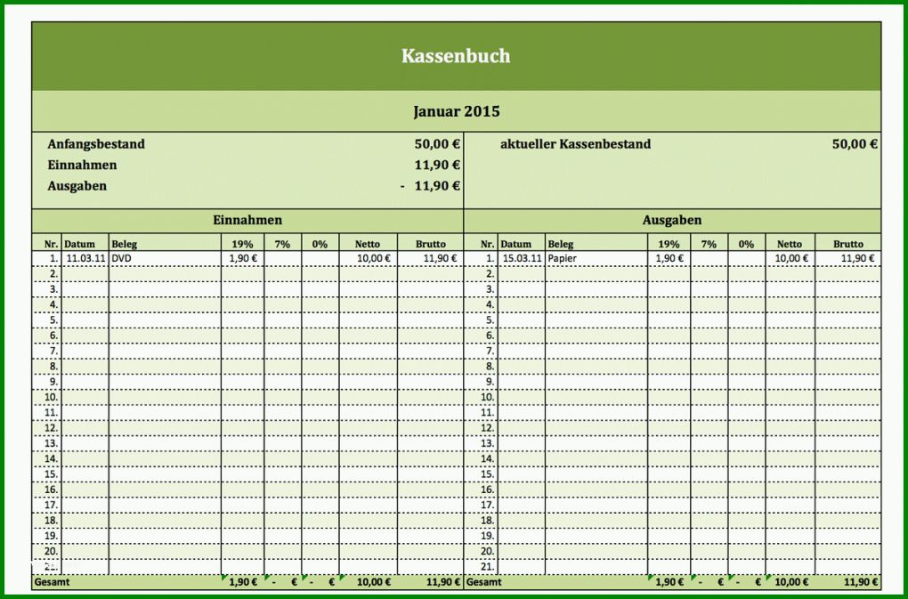 Perfekt Kassenbuch Excel Vorlage 1200x792