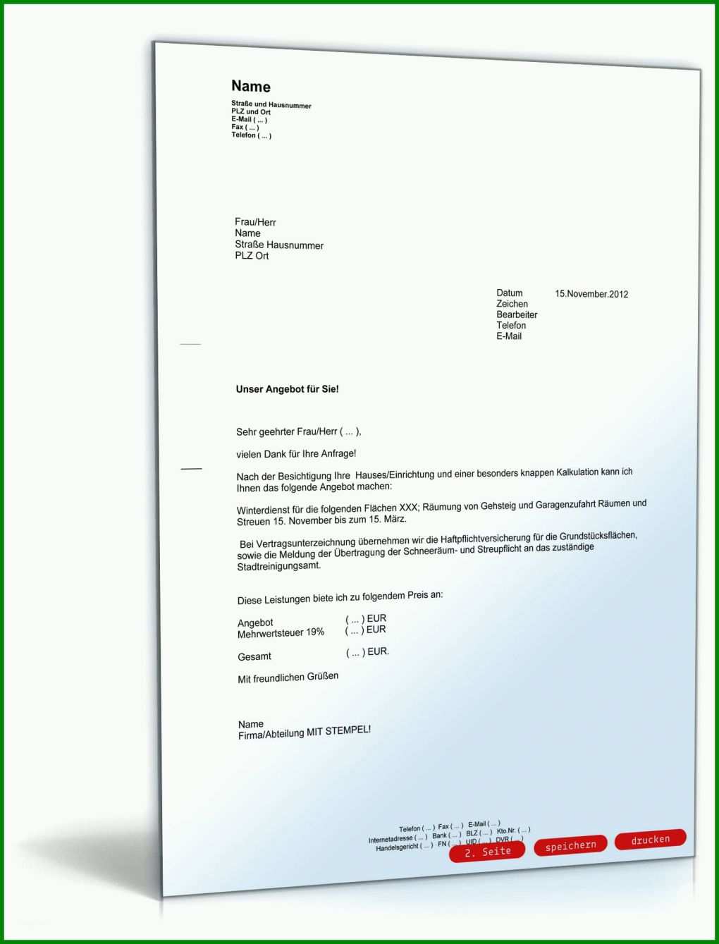 Kreativ Vorlage Angebot Dienstleistung 1600x2100