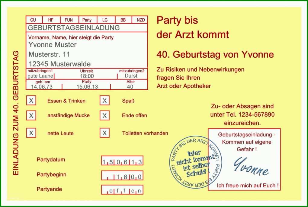 Empfohlen Einladung 40 Geburtstag Vorlage 1600x1074