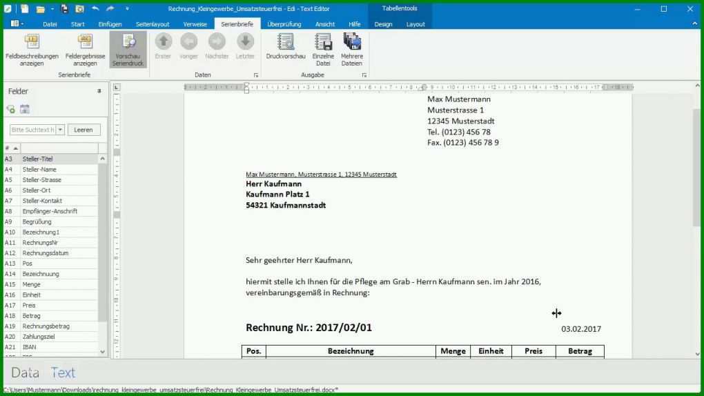 Moderne Rechnung Excel Vorlage 1280x720