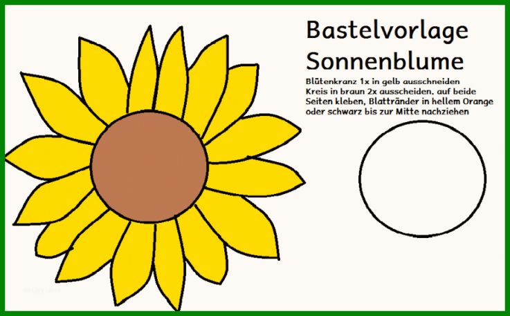Basteln Im sommer sonnenblume – Werkelwald Teil Der sonnenblumen Basteln Vorlagen