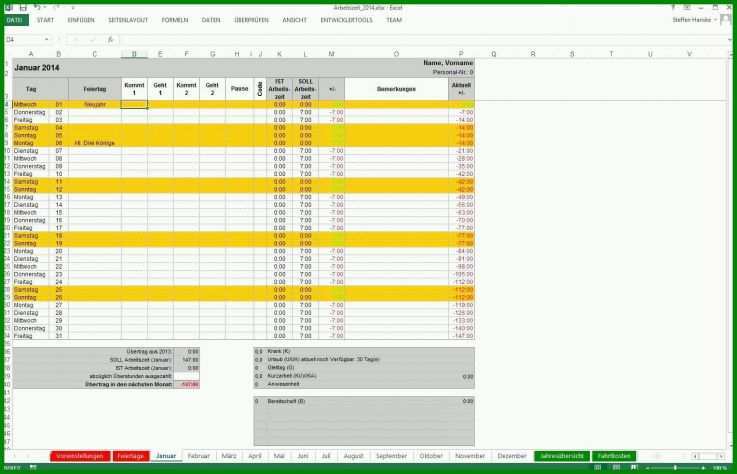 Hervorragen Arbeitszeitnachweis Excel Vorlage Kostenlos 1528x983