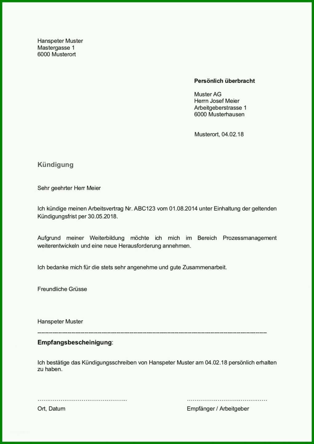 Kreativ Kündigung Schreiben Vorlage Arbeit 1240x1753