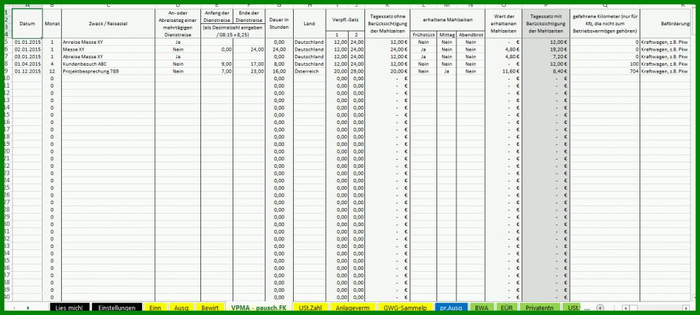 Hervorragend Buchführung Vorlage Excel 1438x648