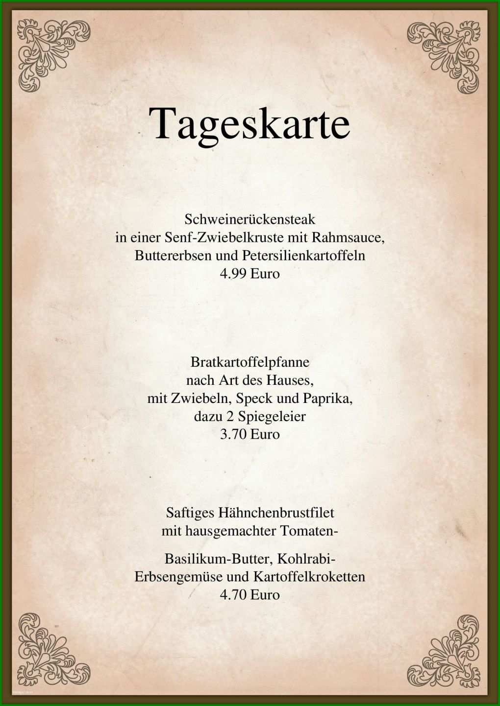 Ungewöhnlich Vorlage Speisekarte 1654x2339