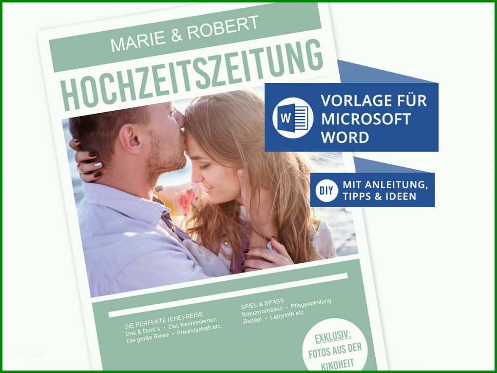 Schockierend Word Vorlage Hochzeitszeitung 1200x900