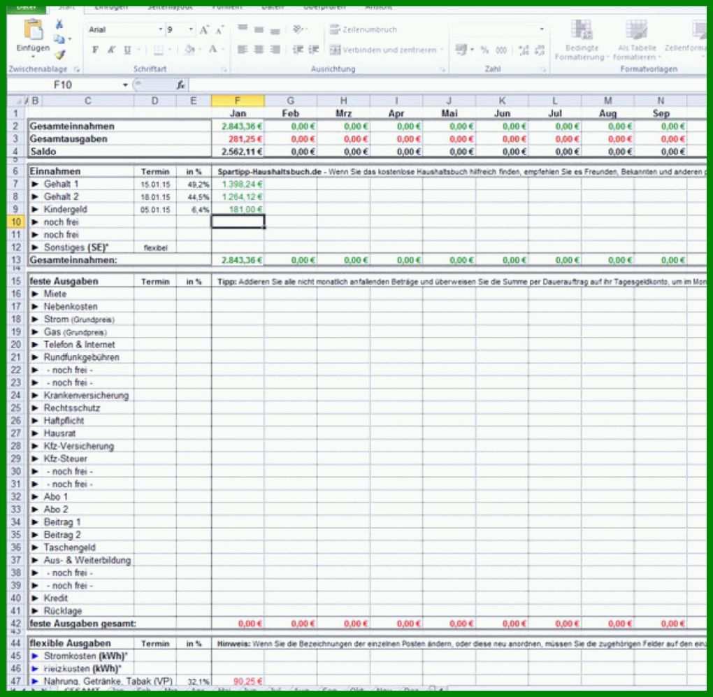 Spektakulär Monatliche Ausgaben Excel Vorlage 1024x1001