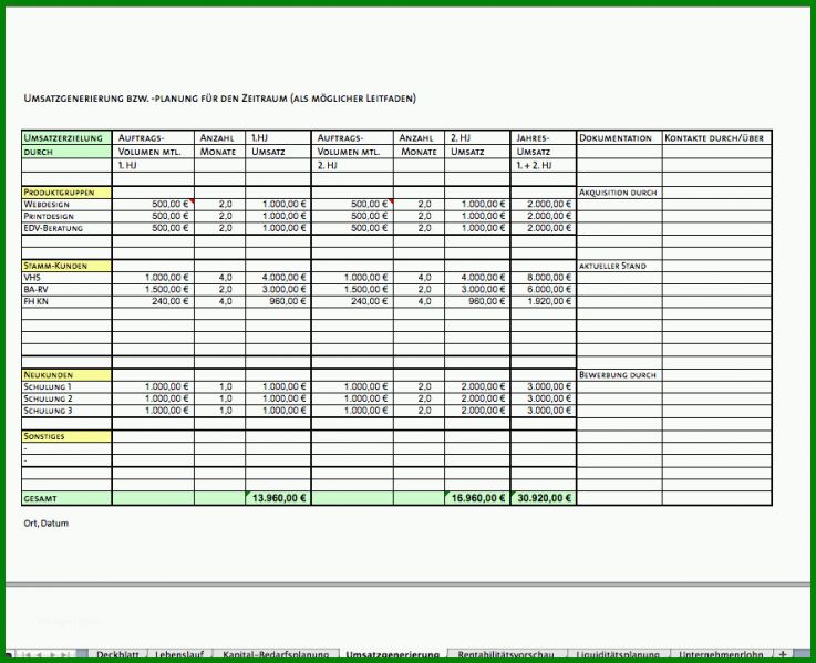 Wunderschönen Planrechnung Vorlage Excel 889x723