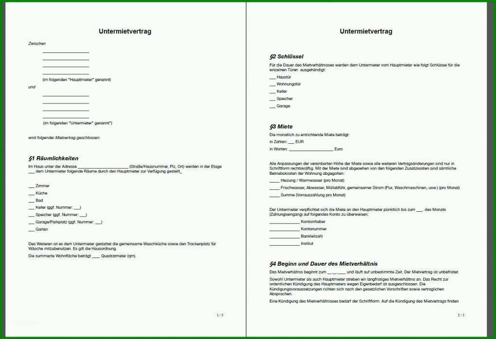 Tolle Untermietvertrag Vorlage Openoffice 1358x929