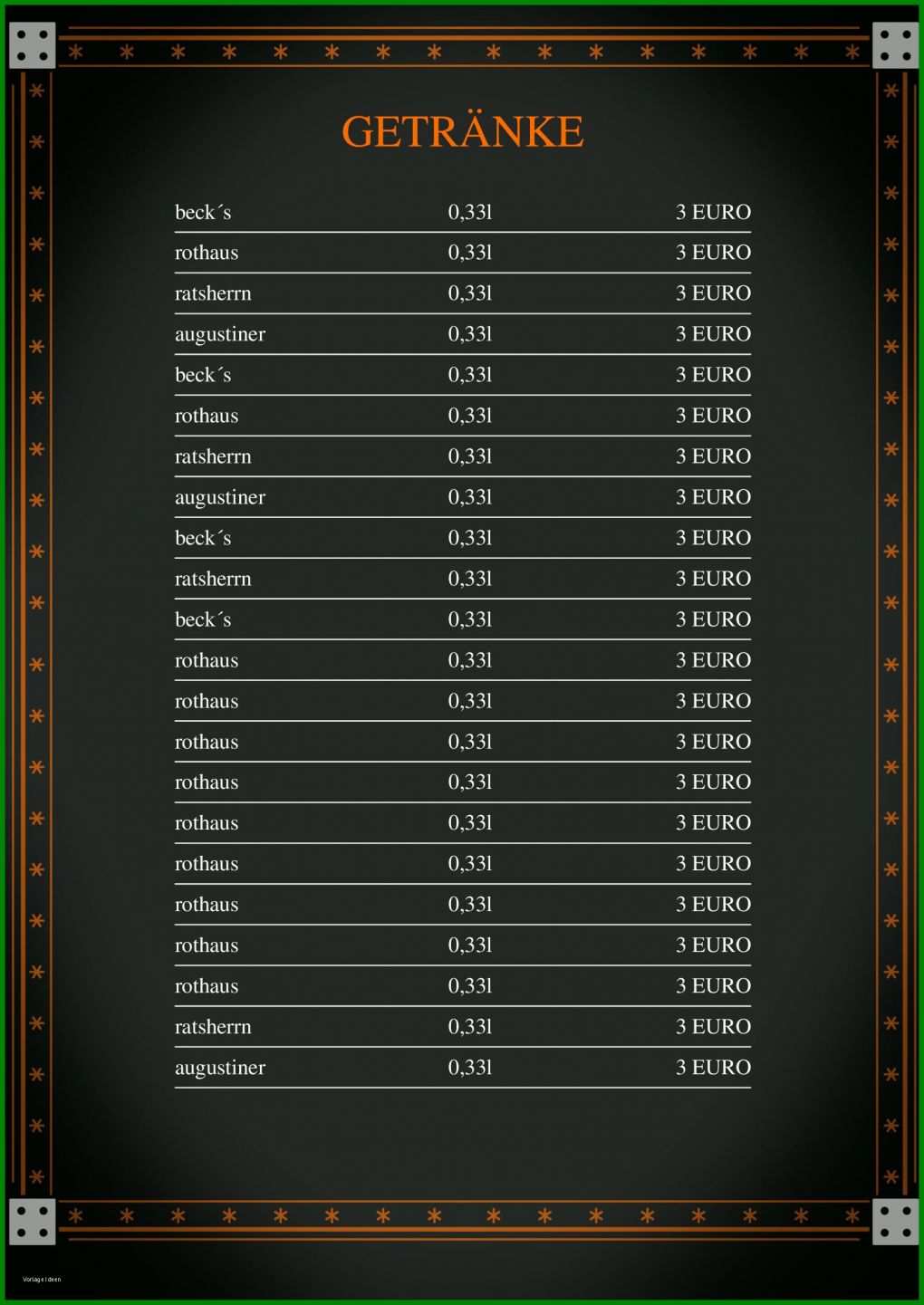 Hervorragen Getränkekarte Vorlage Zum Ausfüllen 1653x2336