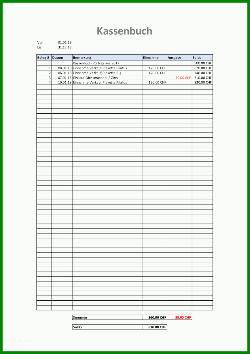 Original Kassenbuch Vorlage Schweiz Kostenlose Excel Vorlagen 793456