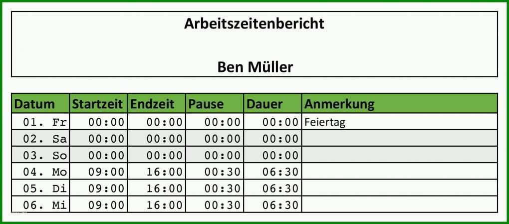 Unvergesslich Arbeitszeitnachweis Vorlage Kostenlos 2018 2046x901
