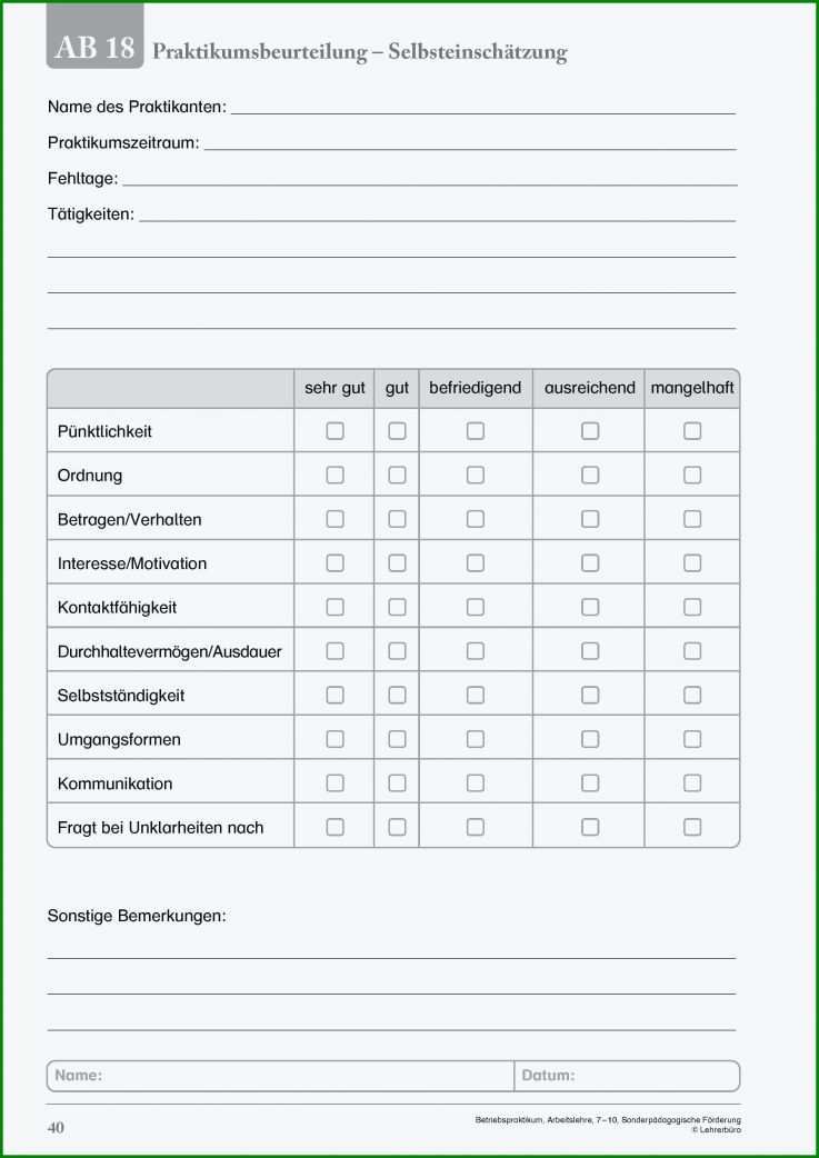 Faszinierend Praktikumsbewertung Vorlage 2480x3508