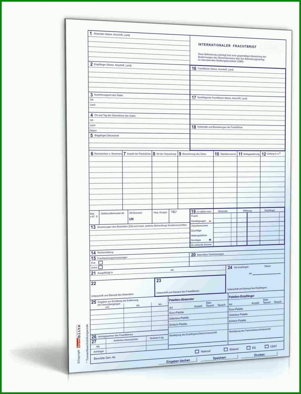 Toll Speditionsauftrag Vorlage Excel 1616x2116