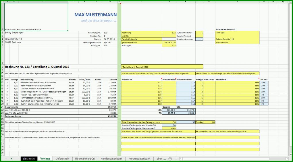 Ausgezeichnet Excel Vorlage Angebot Rechnung 1440x796