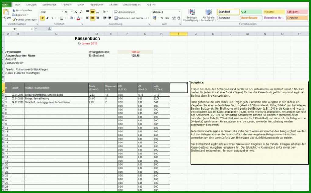 Überraschen Kassenbuch Excel Vorlage 1024x636