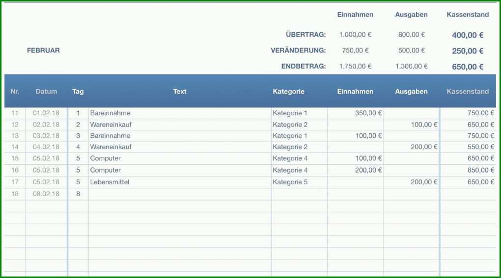Hervorragend Kassenbuch Vorlage Numbers Kostenlos 2022x1124