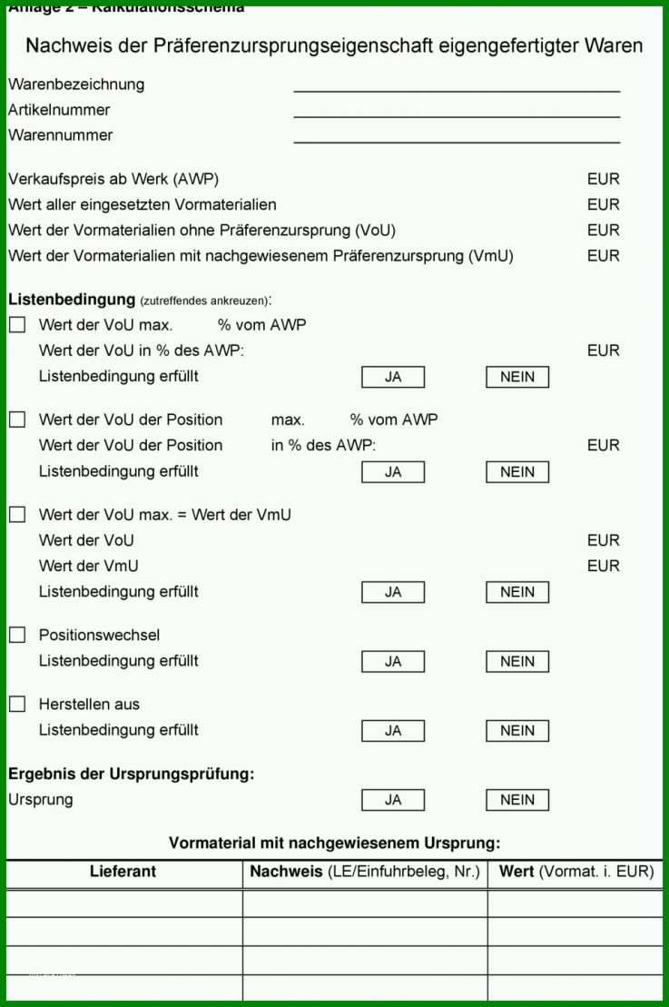 Neue Version Lieferantenerklärung Nichtpräferenzieller Ursprung Vorlage 960x1444