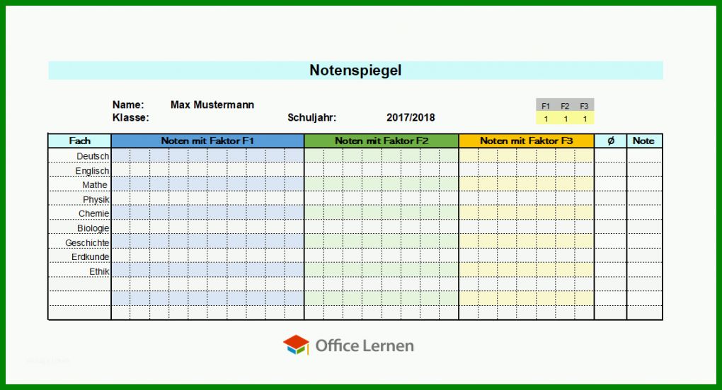 Allerbeste Notenliste Excel Vorlage 1130x612