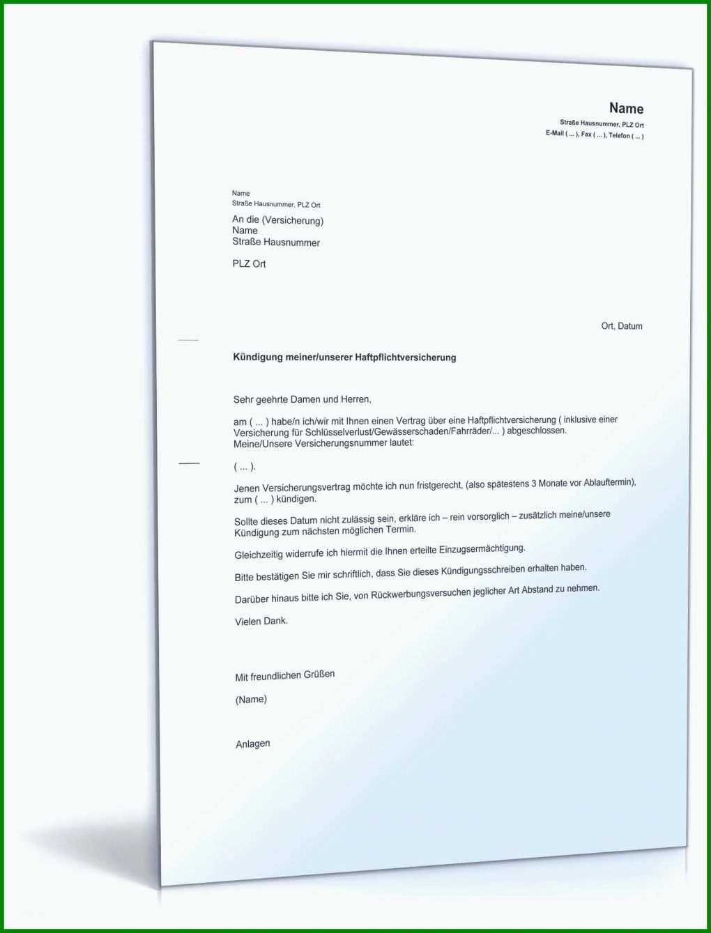 Singular Widerruf Versicherung Vorlage 1600x2100