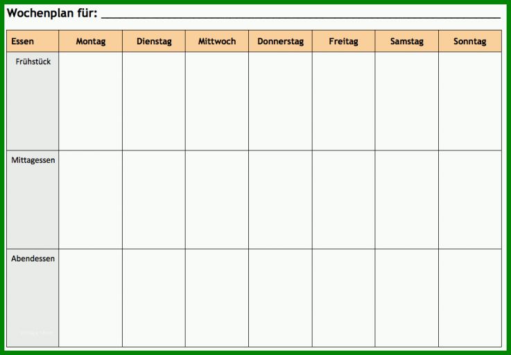 Wunderbar Wochenplan Essen Vorlage 1047x728