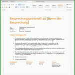 Unvergesslich Besprechungsprotokoll Vorlage Doc 978x1015