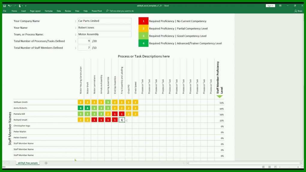 Rühren Skill Matrix Vorlage Excel Deutsch 1280x720