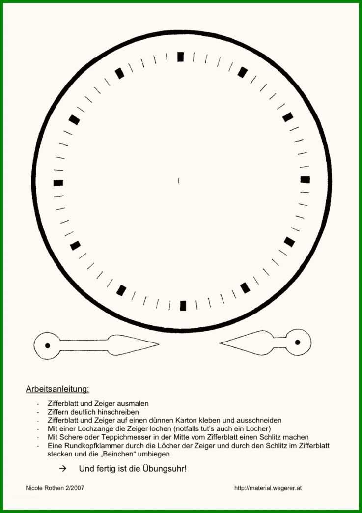 29 Zifferblatt Vorlage Zum Ausdrucken Teil Der Uhr Basteln Vorlage