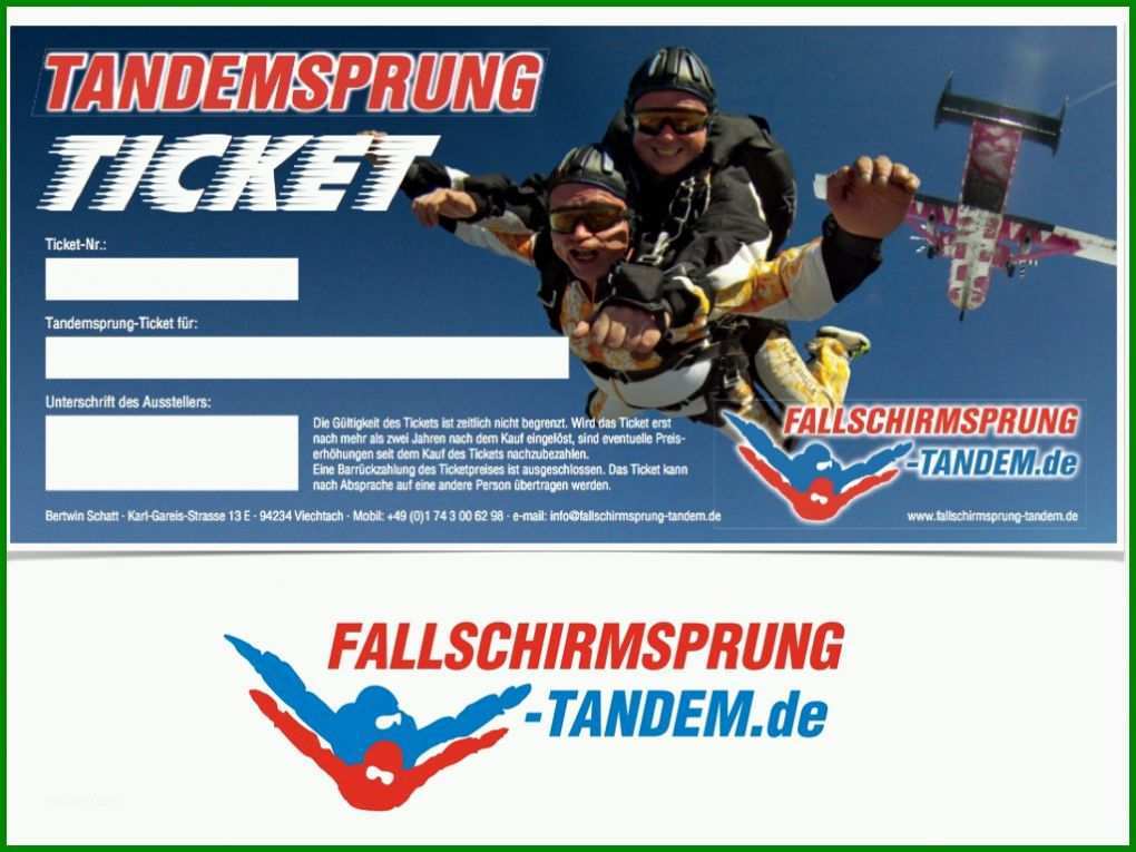 Faszinierend Gutschein Tandemsprung Vorlage 1024x768