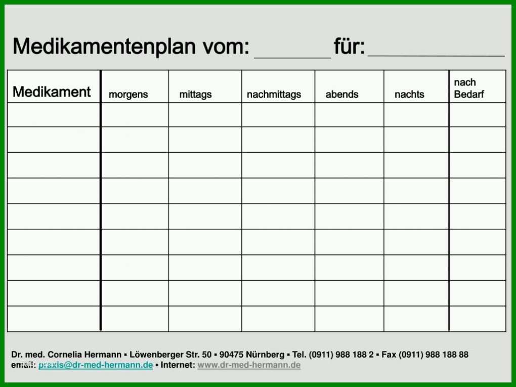 Beeindruckend Medikamentenplan Vorlage Kostenlos 1024x768