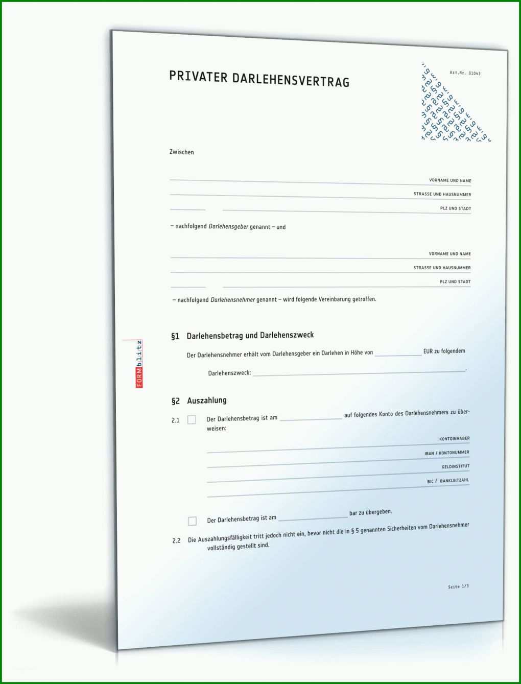 Schockierend Vertrag Geld Leihen Privat Vorlage 1600x2100