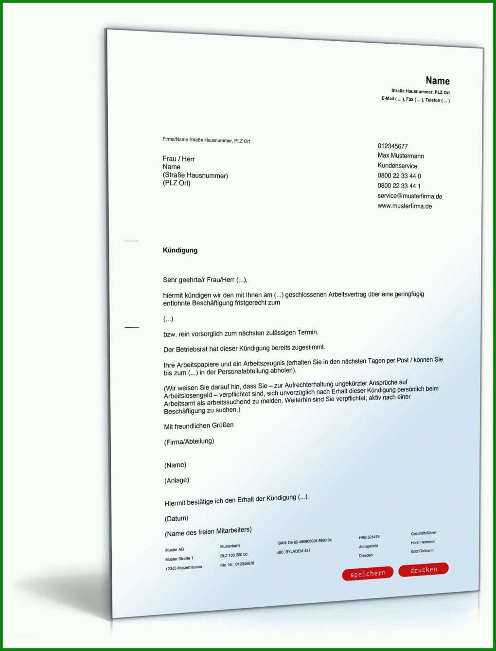 Spektakulär Kündigung Minijob Vorlage Pdf 1600x2100