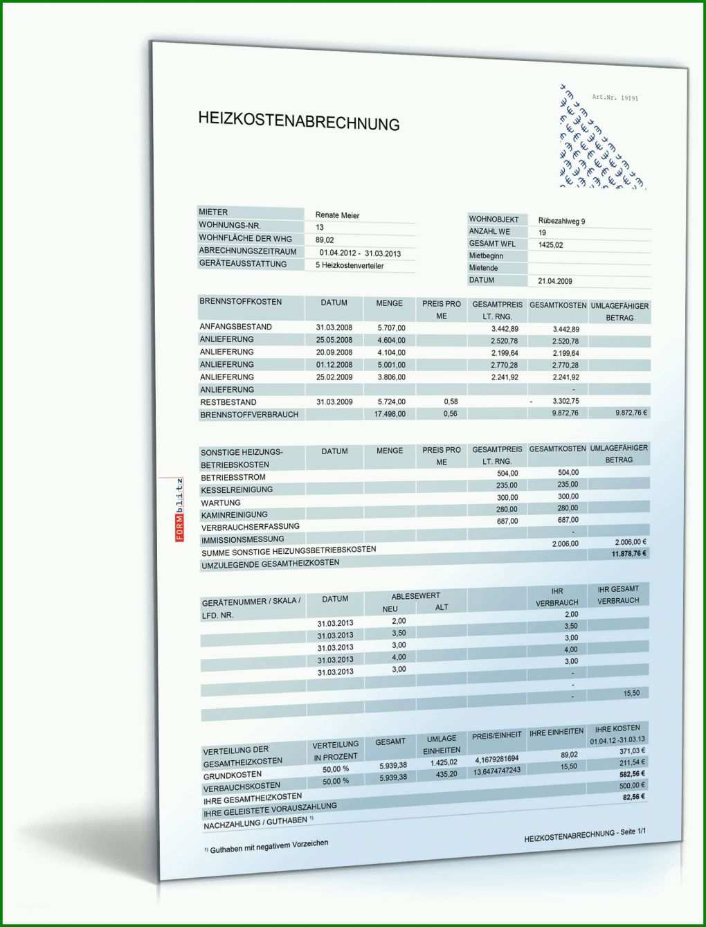 Moderne Betriebskostenabrechnung Vorlage Pdf 1600x2100