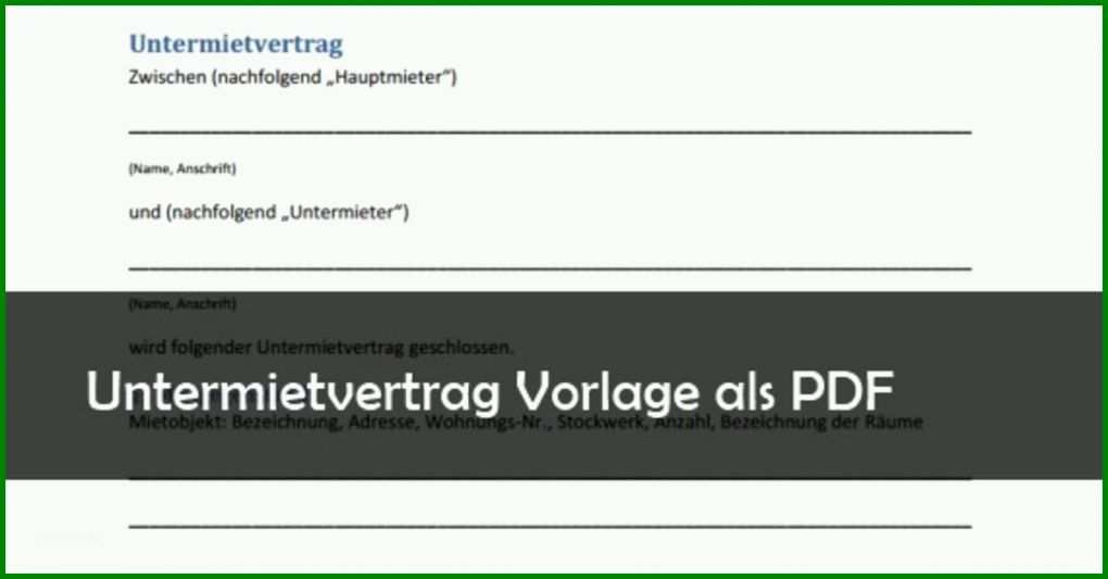 Wunderbar Untermietvertrag Vorlage Pdf Kostenlos 1200x627