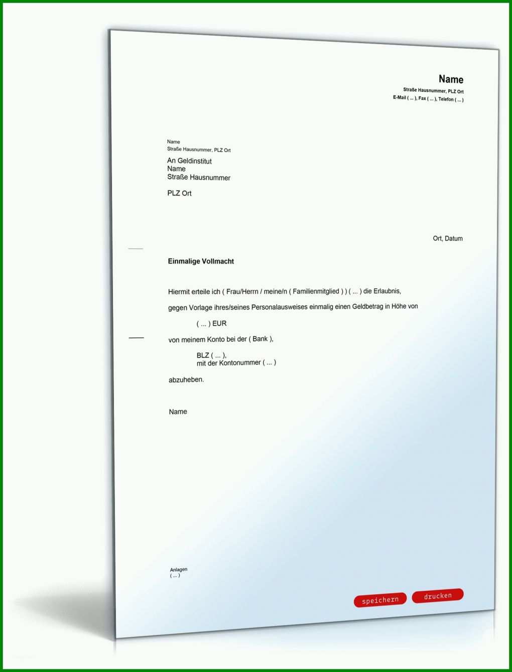Empfohlen Bankvollmacht Vorlage 1600x2100