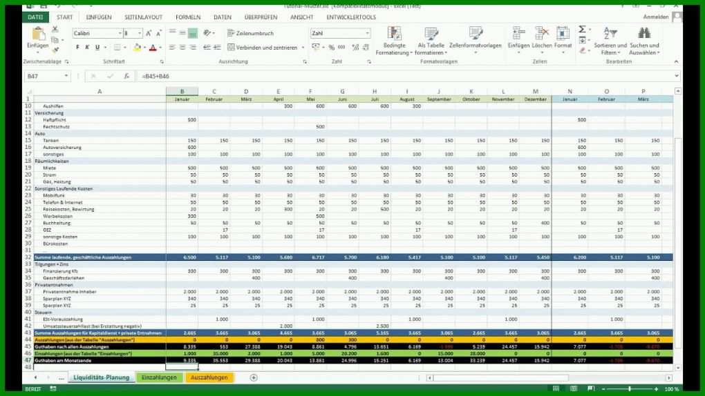 Unglaublich Liquiditätsplanung Excel Vorlage Download Kostenlos 1280x720