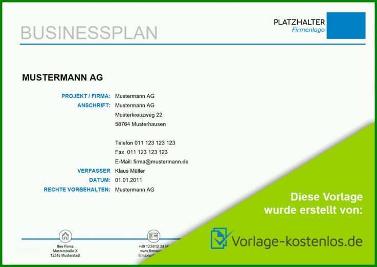 Original Businessplan Vorlage Kostenlos 1000x707