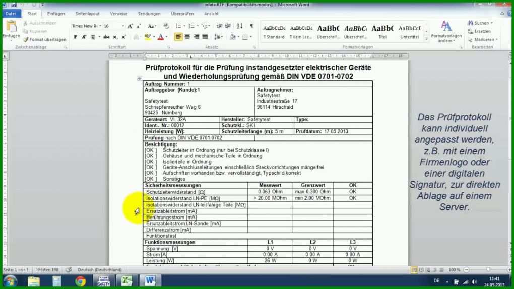 Angepasst Prüfprotokoll Vde 0701 Vorlage 1280x720