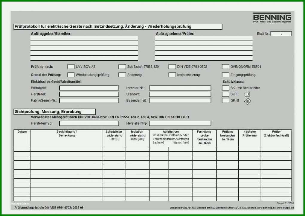 Modisch Prüfprotokoll Vde 0701 Vorlage 1122x793