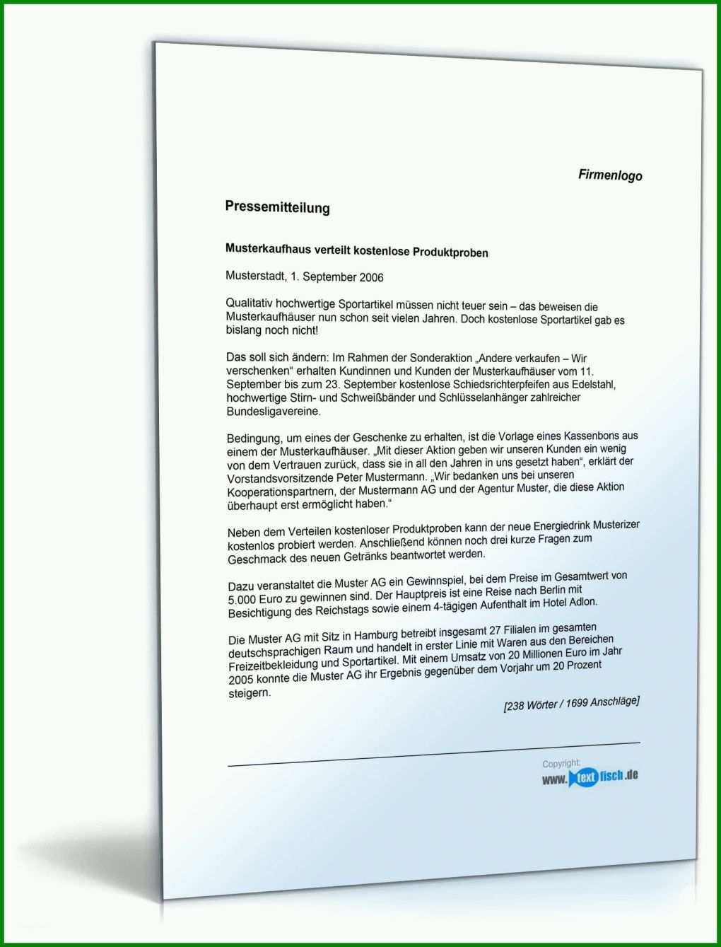 Faszinierend Vorlage Pressemitteilung Word 1600x2100