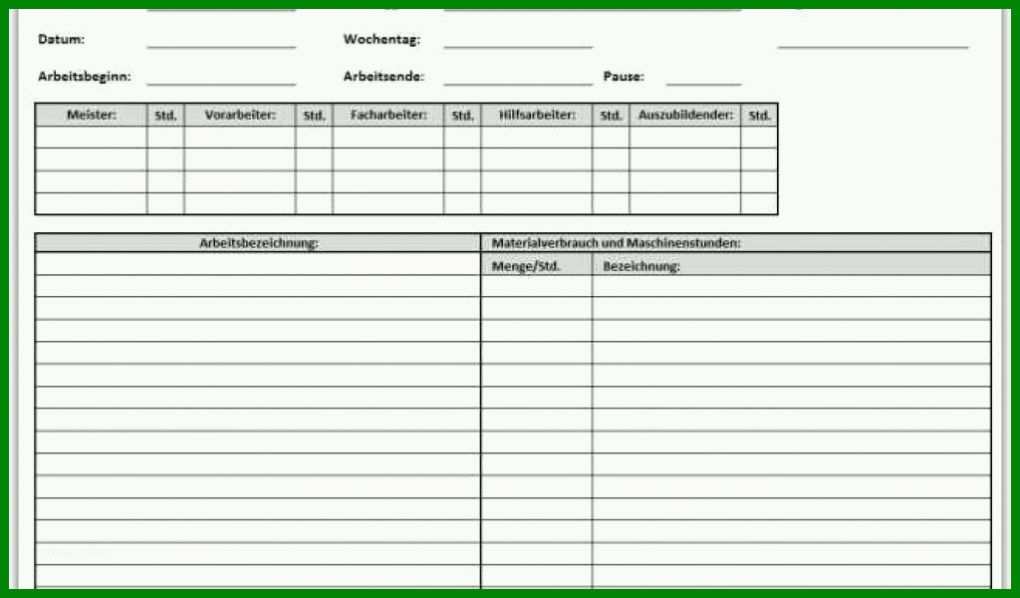 Kreativ Bau Tagesbericht Vorlage Excel 1024x600